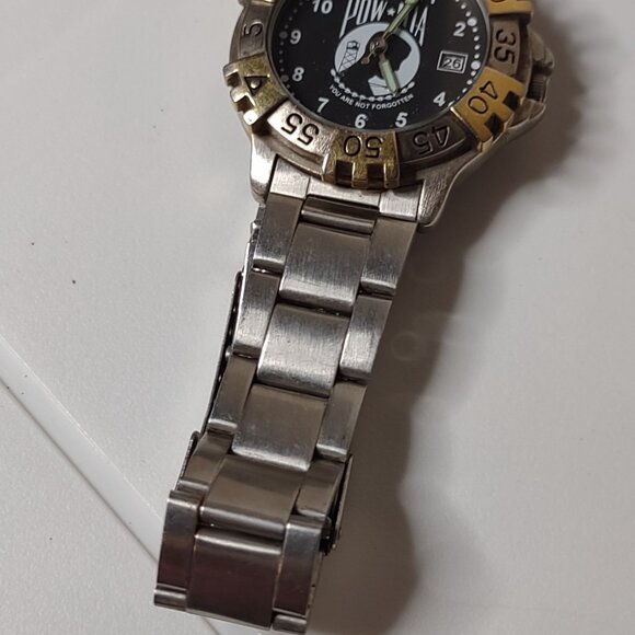 7 Inch Two Tone POW MIA Watch With Black Dial - Picture 9 of 11